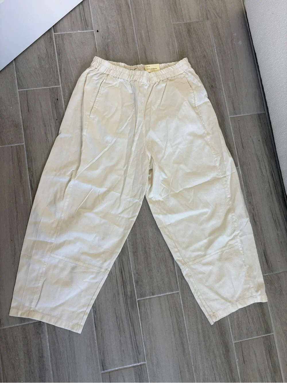 NWT Max Studio London Barrel Leg Trousers - Ecru Cream - Size XL - 100% Cotton
